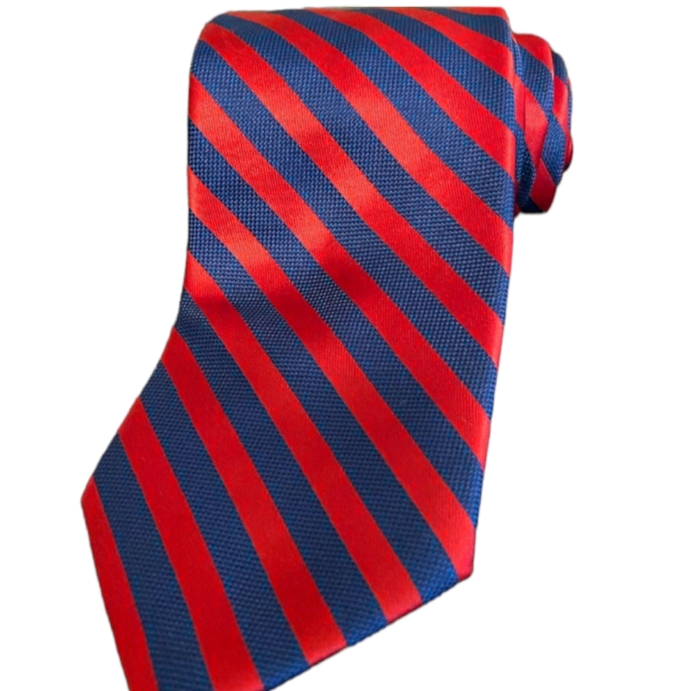 Classic Red and Blue Angled Stripped Necktie